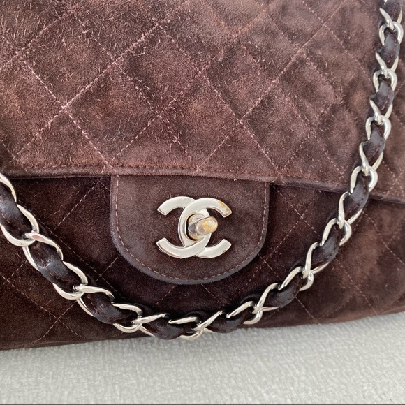 Chanel Vintage Classic Single Flap Bag Quilted Suede Medium Brown - Picture 10 of 17